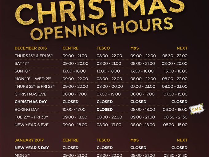 Christmas Opening Hours